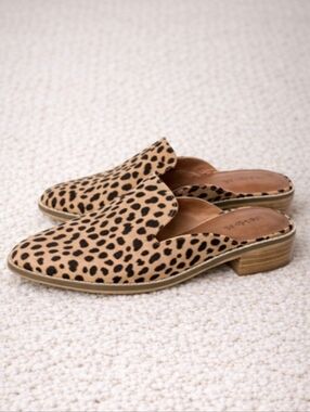 Indigo Rd. Leopard Print Slide Mule Heels Wooden Block Heel Women’s Size 8